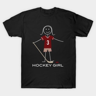 Funny Womens Ice Hockey Girl Stick Figure Illustration T-Shirt